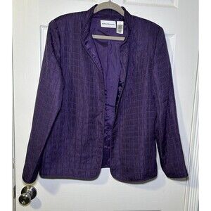 Alfred Dunner Women’s Long Sleeve Textured Pull On Jacket Dark Purple Size 10